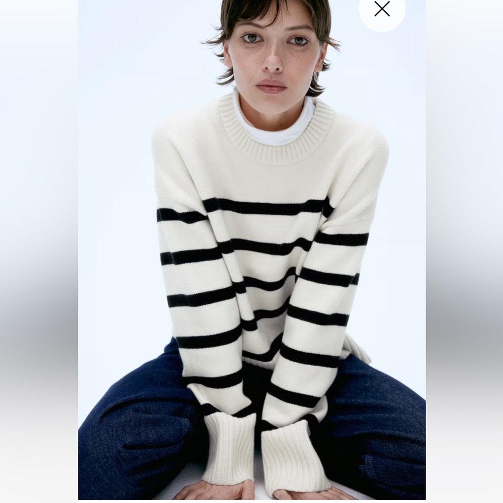 Classic Black and Cream Crewneck Sweater